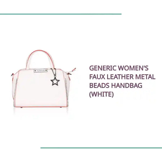 Generic Women's Faux Leather Metal Beads Handbag (White) by@Outfy