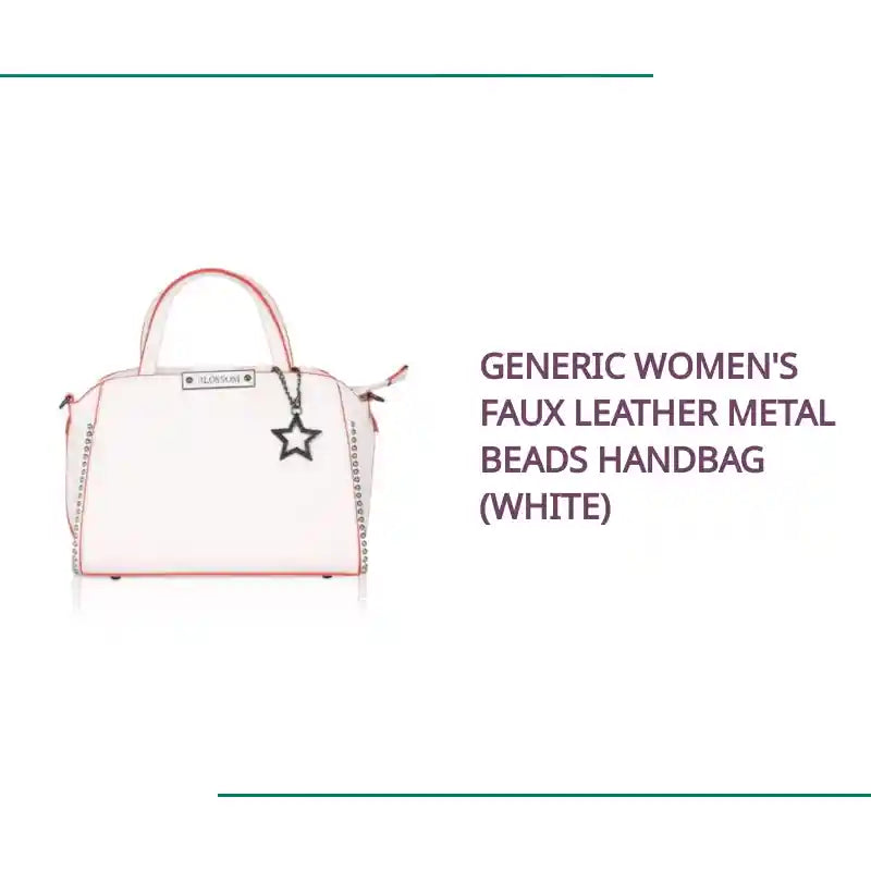 Generic Women's Faux Leather Metal Beads Handbag (White) by@Outfy