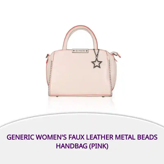 Generic Women's Faux Leather Metal Beads Handbag (Pink) by@Outfy