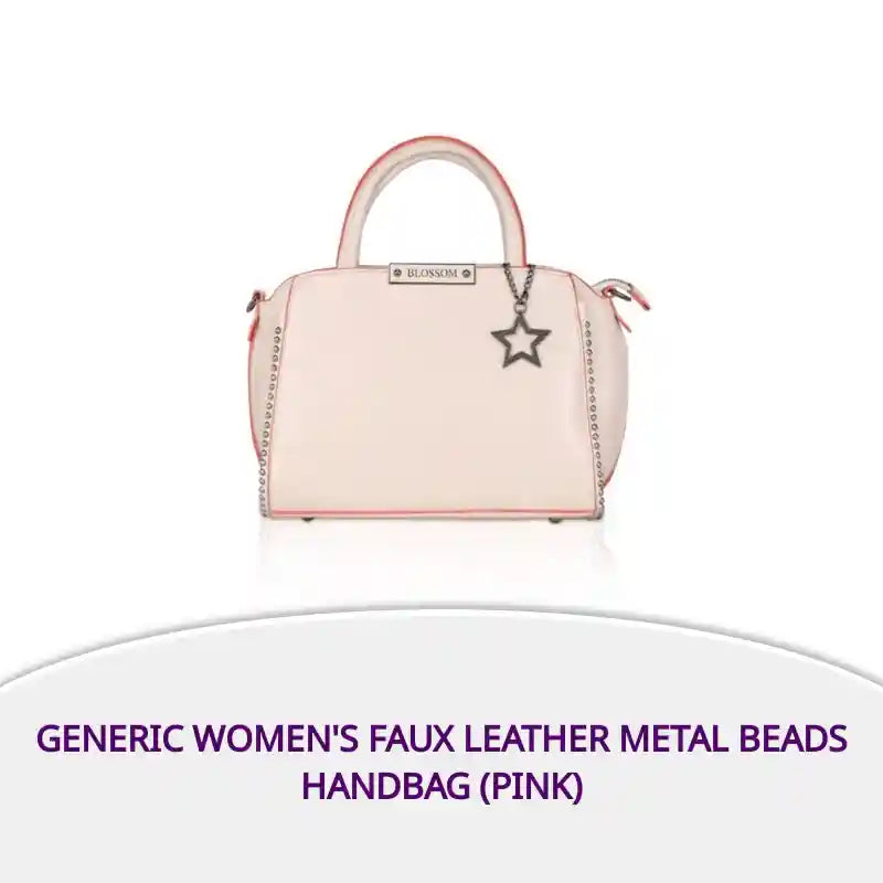 Generic Women's Faux Leather Metal Beads Handbag (Pink) by@Outfy