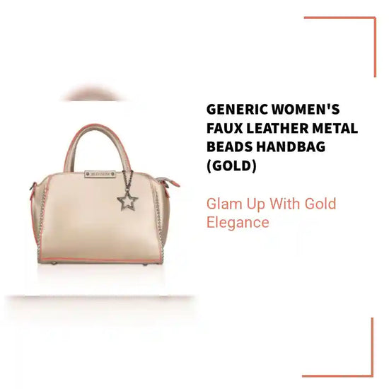 Generic Women's Faux Leather Metal Beads Handbag (Gold) by@Outfy