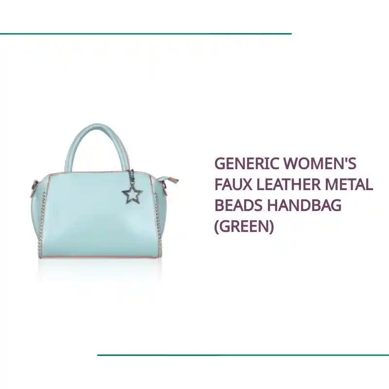 Generic Women's Faux Leather Metal Beads Handbag (Green) by@Outfy