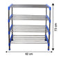 Size illustration of compact 4-layer shoe rack for space saving