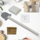 Durable silicone toilet brush featuring an ABS plastic handle.