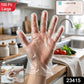 Close-up of transparent disposable gloves suitable for kitchen and household tasks