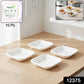 Stacked 10-piece disposable square food trays ideal for catering and events.