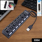 Close-up of the 7 port USB 2.0 hub, highlighting each data port.