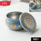 Mandala metal tin container used as organizer for candles or small items