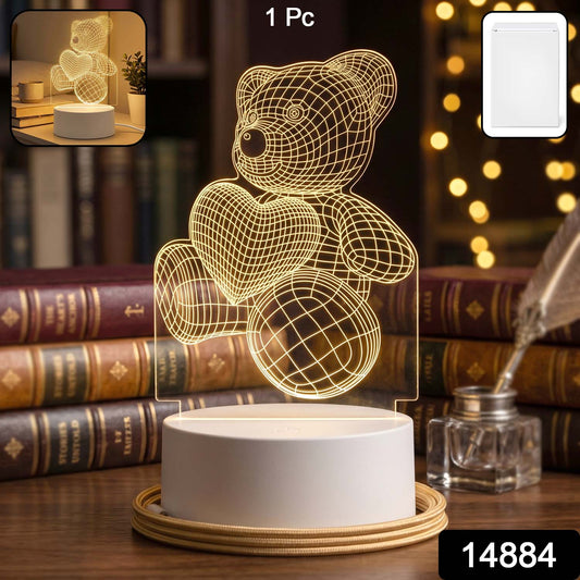3D Teddy Bear LED Night Lamp on a modern desk