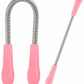 A woman holding the portable spring facial hair remover, ready for use.
