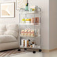Rolling storage trolley with four basket shelves for home essentials