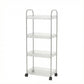 Compact multipurpose storage trolley with four layers and wheels