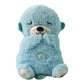 Side view of kid-friendly musical teddy bear plush toy