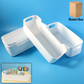 White plastic stackable storage basket set with four organizers